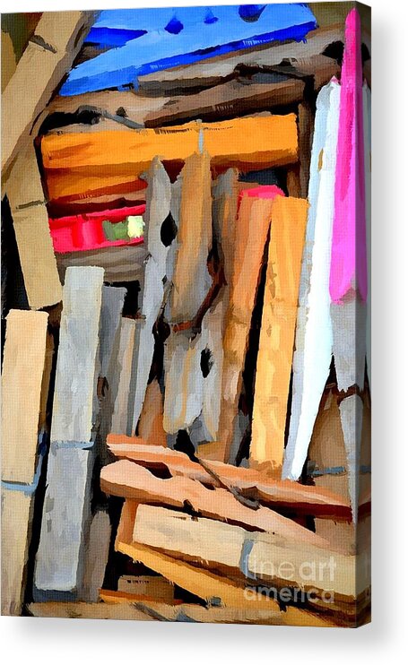 Pegs Acrylic Print featuring the painting Pegs by Chris Butler