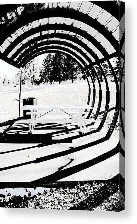 Park Bench Acrylic Print featuring the photograph Picnic Table and Gazebo by Ric Bascobert