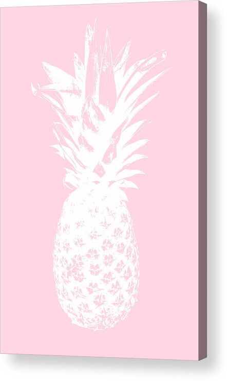 Pineapple Acrylic Print featuring the mixed media Pink and White Pineapple by Linda Woods
