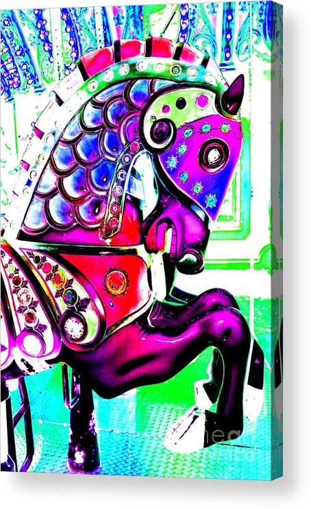 Carousel Acrylic Print featuring the digital art Pink Carnival Carousel by Patty Vicknair