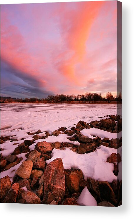 Prospect Lake Acrylic Print featuring the photograph Pink Clouds over Memorial Park by Ronda Kimbrow