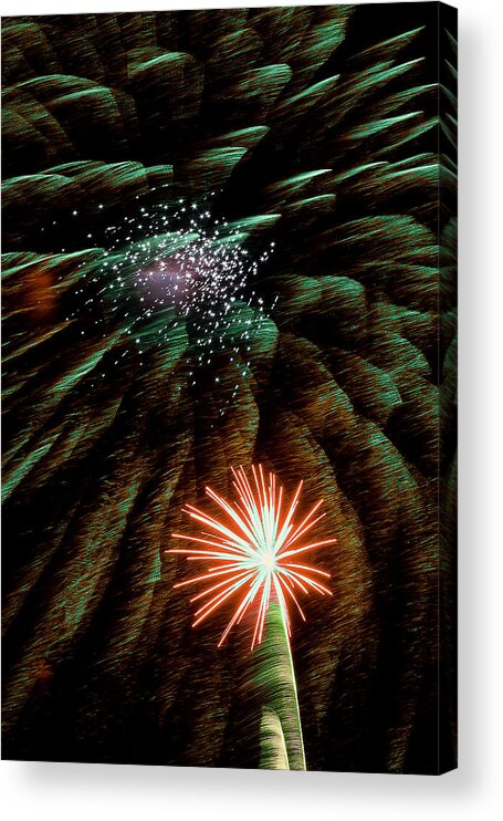 Abstract Acrylic Print featuring the photograph Playin with Fireworks IV by Michael Nowotny