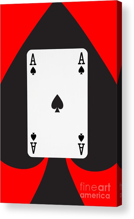 Playing Cards Ace of Spades on Red Background Acrylic Print by Natalie  Kinnear - Pixels