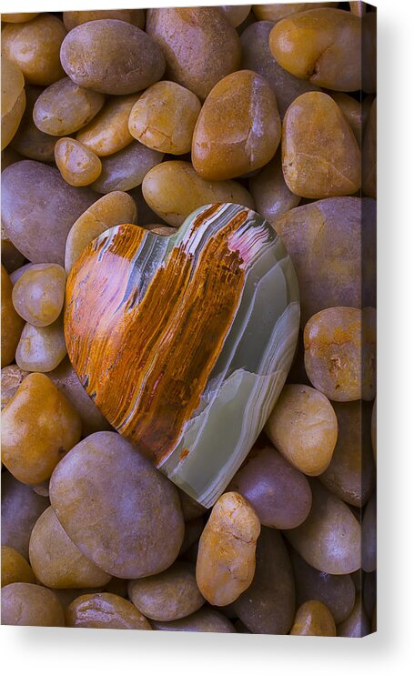 Heart Hearts Acrylic Print featuring the photograph Polished Heart Stone by Garry Gay