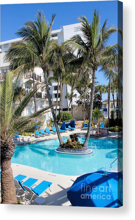 Pool Acrylic Print featuring the photograph MIami Beach Poolside Series 03 by Carlos Diaz