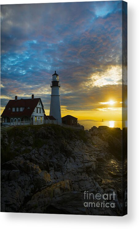 Lighthouse Acrylic Print featuring the photograph Portland Head Light at Dawn by Diane Diederich