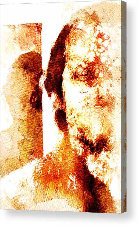 Portrait Acrylic Print featuring the digital art Portrait and Mirror by Andrea Barbieri
