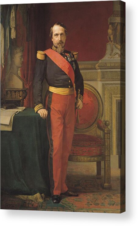Louis Napoleon Bonaparte Acrylic Print featuring the photograph Portrait Of Napoleon IIi 1808-73 1862 Oil On Canvas by Hippolyte Flandrin