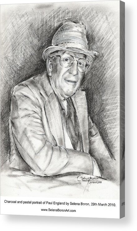 Portrait Acrylic Print featuring the drawing Portrait of Paul England by Selena Boron