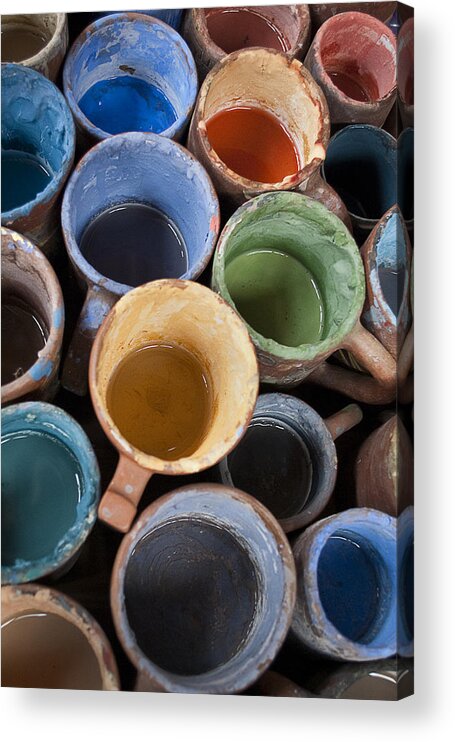 Blue Acrylic Print featuring the photograph Potter's Colors by Patricia Bolgosano