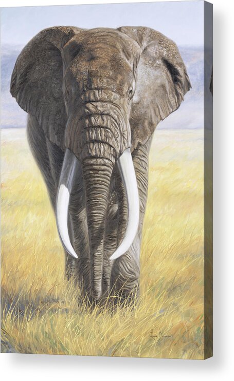 Elephant Acrylic Print featuring the painting Power Of Nature by Lucie Bilodeau
