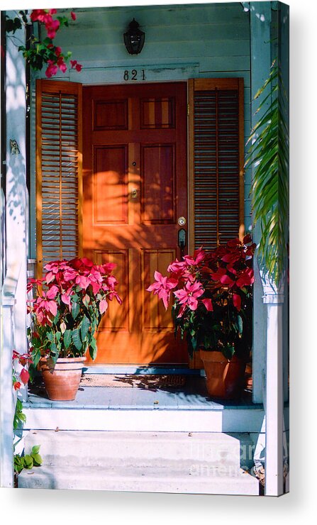 House Acrylic Print featuring the photograph Pretty House Door in Key West by Susanne Van Hulst