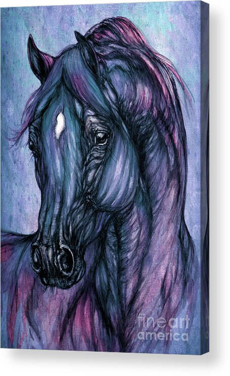 Horse Acrylic Print featuring the painting Psychodelic Deep Blue by Ang El
