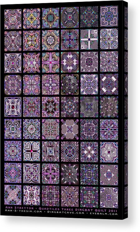 Flowers Acrylic Print featuring the digital art Quadtiles Three Dingbat Quilt by Ann Stretton