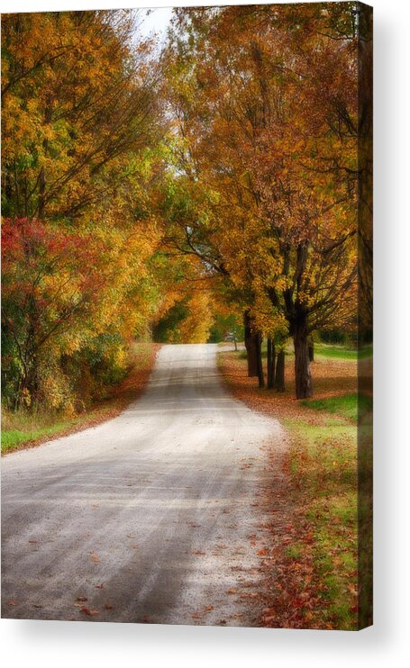New England Fall Foliage Acrylic Print featuring the photograph Quiet Vermont backroad by Jeff Folger