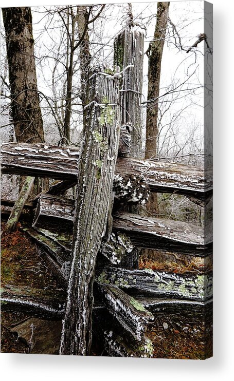 Landscape Acrylic Print featuring the photograph Rail Fence With Ice by Daniel Reed