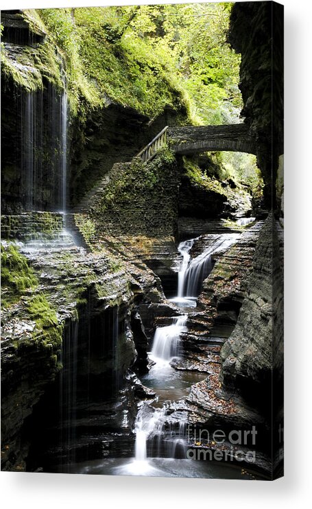 Watkins Acrylic Print featuring the photograph Rainbow Falls Watkins Glen by Roger Bailey