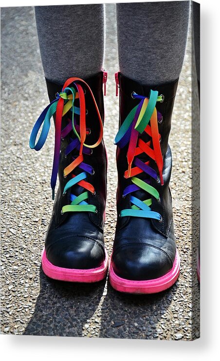 Rainbow Acrylic Print featuring the photograph Rainbow Laces by Marianna Mills