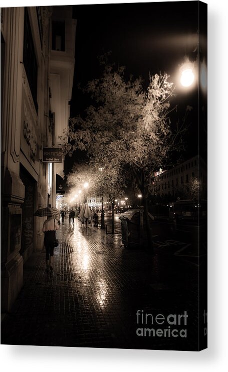Comunidad Valenciana Acrylic Print featuring the photograph Rainy city streets by Peter Noyce