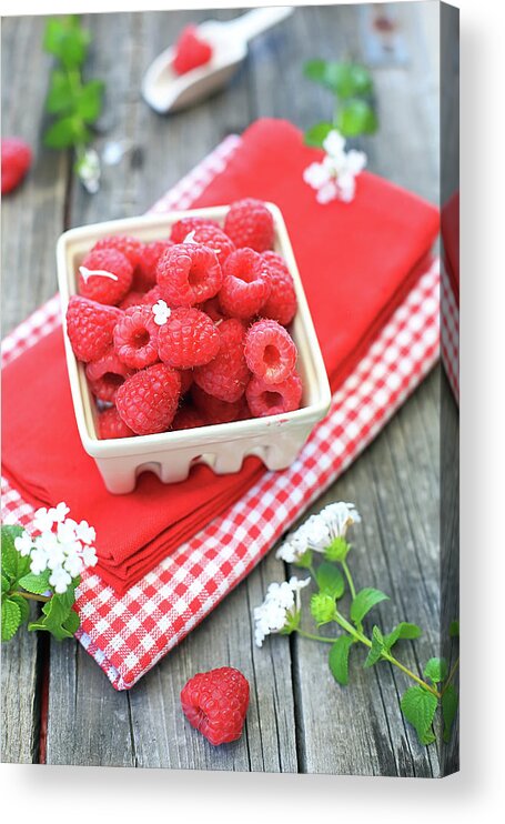 Spoon Acrylic Print featuring the photograph Raspberry & White Little Flowers by Kyoko Hasegawa Photography