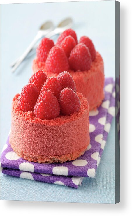 Napkin Acrylic Print featuring the photograph Raspberry Cakes by Riou