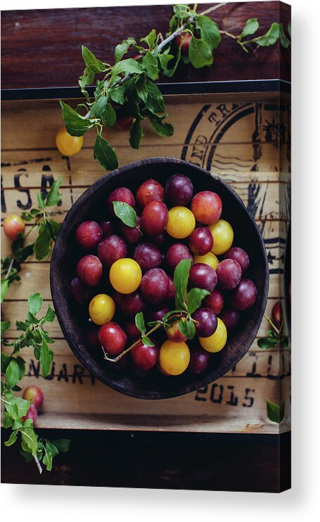 Plum Acrylic Print featuring the photograph Red And Yellow Plums by Ingwervanille