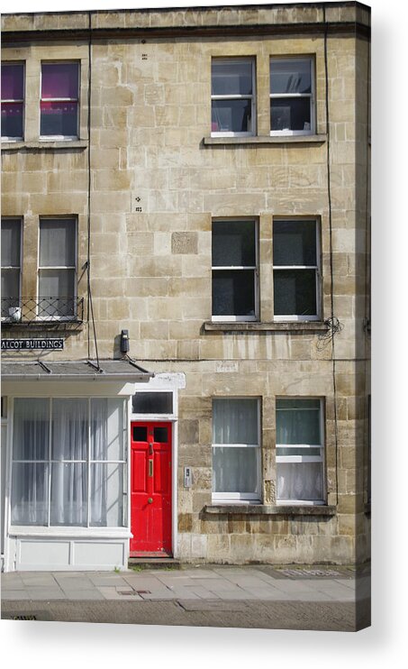 Red Doors Acrylic Print featuring the photograph Red Door in Bath by Sharon Popek