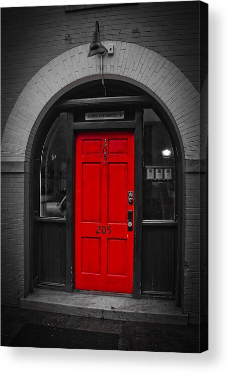 Savannah Acrylic Print featuring the photograph Behind the Red Door by Ryan Moyer
