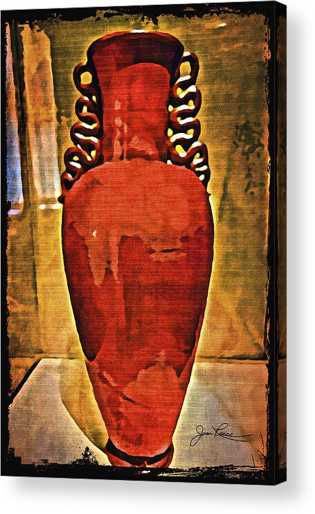 Red Vase Acrylic Print featuring the painting Red Vase by Joan Reese