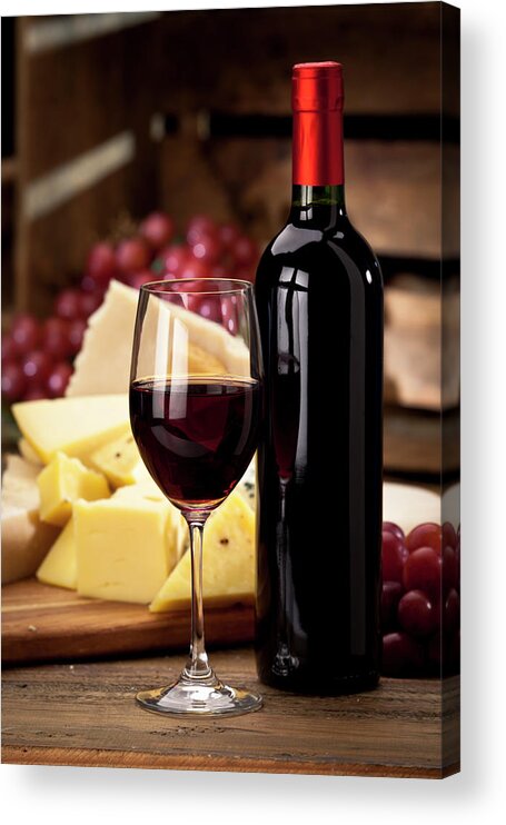 Cheese Acrylic Print featuring the photograph Red Wine And Cheese by Fcafotodigital