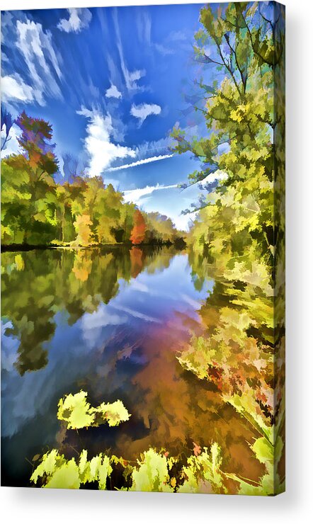 Autumn Acrylic Print featuring the painting Reflections on the Canal II by David Letts