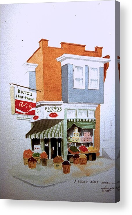 Architecture Acrylic Print featuring the painting Ricco's by William Renzulli