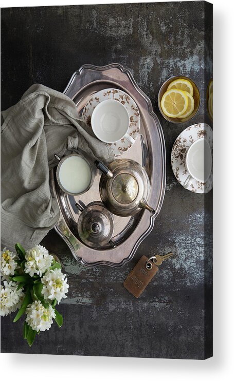 Milk Acrylic Print featuring the photograph Room Service, Tea Tray With Milk And by Pam Mclean