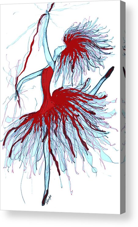 People Acrylic Print featuring the painting Rope Artist by Sladjana Lazarevic