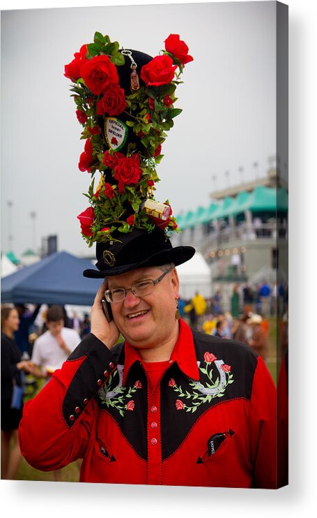 Churchill Downs Acrylic Print featuring the photograph Rose Hat at Kentucky Derby by John McGraw