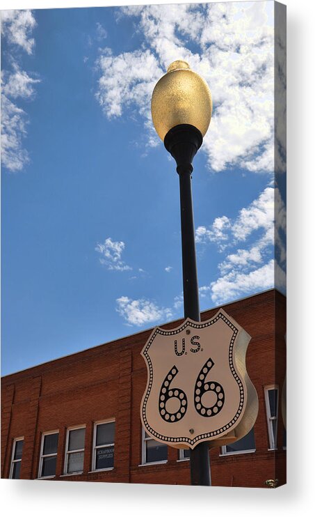 Winslow Arizona Acrylic Print featuring the photograph Route 66 Light post vivid by Jeanne May