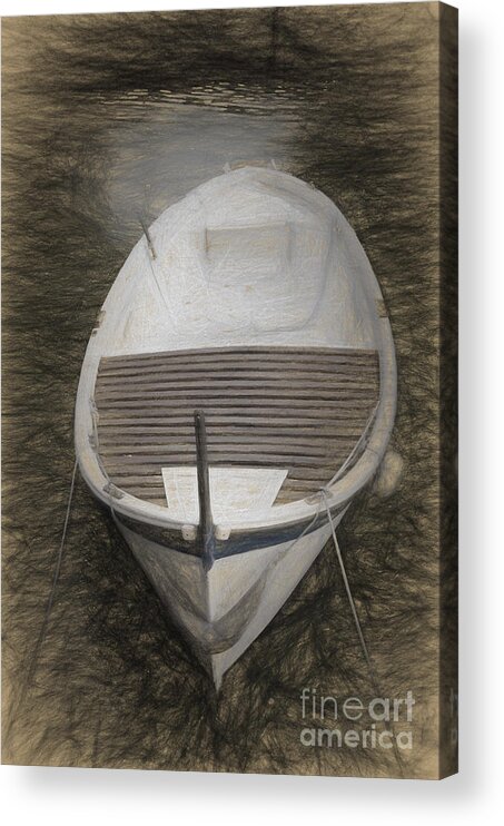Rowing Acrylic Print featuring the photograph Rowing Boat in the port by Perry Van Munster
