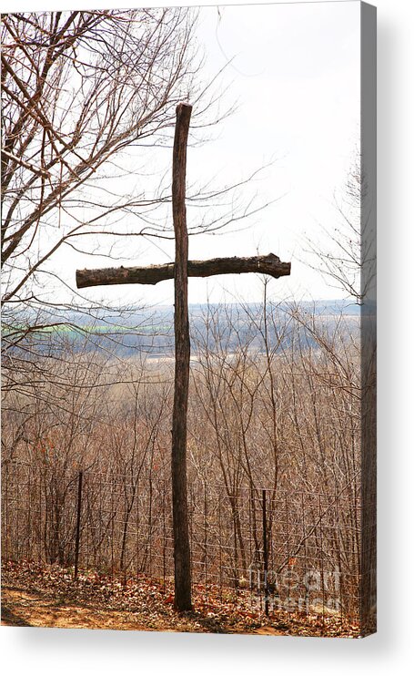 Cross; Easter; He Is Risen; Camp Horizon; We All Have A Cross To Bear; Jesus Christ; Christianity Acrylic Print featuring the photograph Rugged Cross by Betty Morgan
