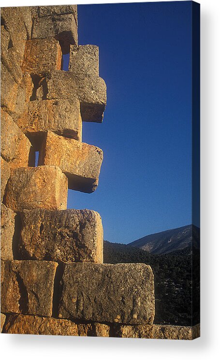 Phyle Fortress Acrylic Print featuring the photograph Ruined tower by Andonis Katanos