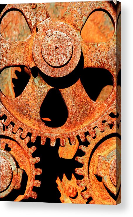 Abandoned Acrylic Print featuring the photograph Rusted Gears by Ron Koeberer