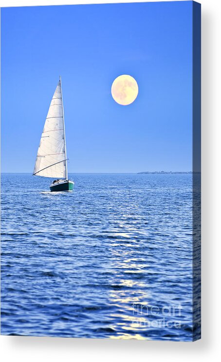 Sail Acrylic Print featuring the photograph Sailing at full moon by Elena Elisseeva