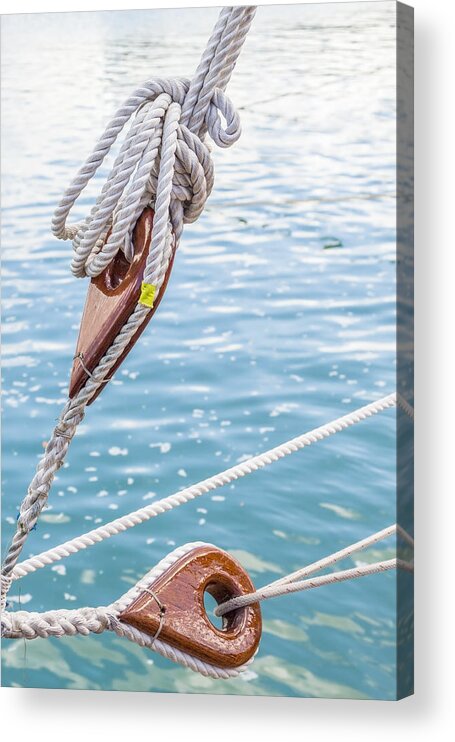 Rigging Acrylic Print featuring the photograph Sailboat Deadeyes 1 by Leigh Anne Meeks
