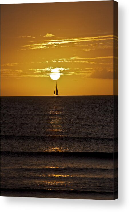 Aruba Acrylic Print featuring the photograph Sailing at Sunset by David Letts