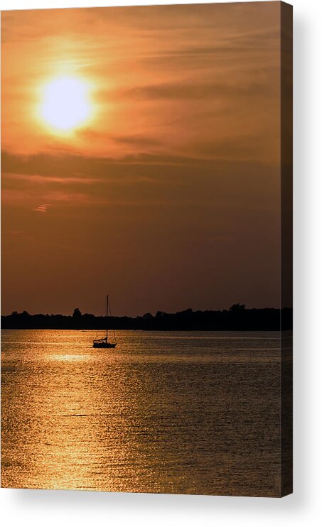  Silhouette Acrylic Print featuring the photograph Sailing by sunset by Mark Papke