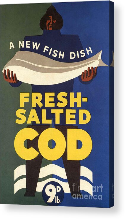 1940s Acrylic Print featuring the drawing Salted-cod 1940s Uk Fish Salted Cod by The Advertising Archives