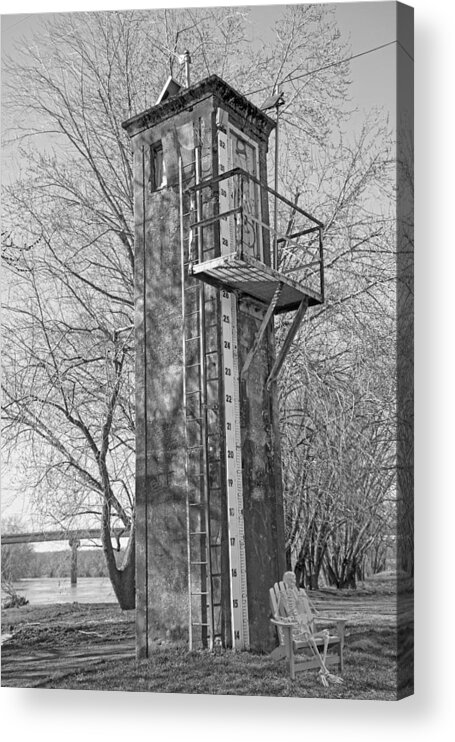 Water Acrylic Print featuring the photograph Sam and the Flood Stage Gauge by Betsy Knapp