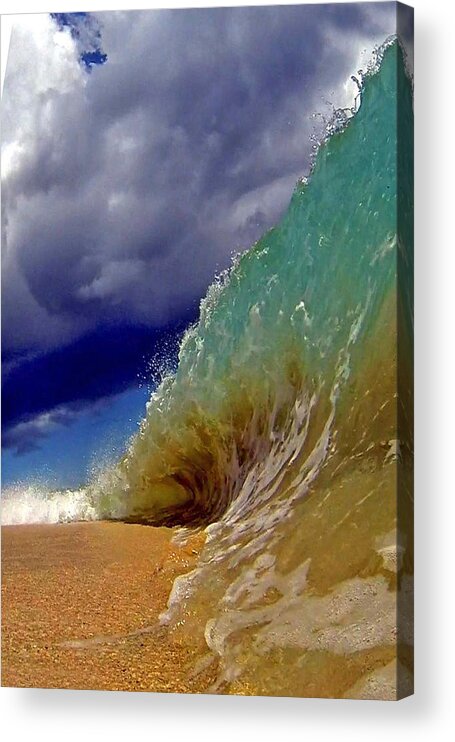 Shorebreak Makena Maui Hawaii Ocean Sand Acrylic Print featuring the photograph Sand Monster by James Roemmling