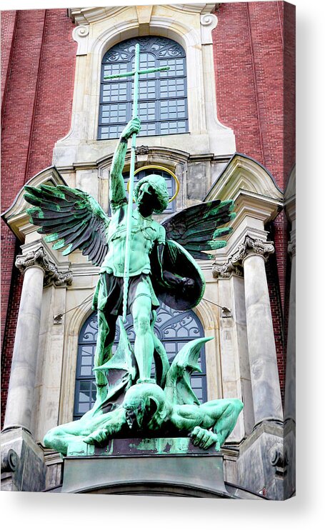 Architecture Acrylic Print featuring the photograph Sculpture Of The Archangel Michael by Miva Stock