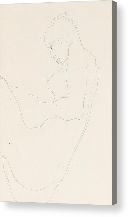 Egon Schiele Acrylic Print featuring the drawing Seated Nude by Egon Schiele