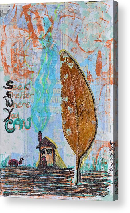 Lady Bug Acrylic Print featuring the drawing Seek Shelter Where You Can by Donna Blackhall